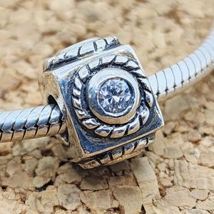 3/$30 🖤 CZ FLOWER CUBE 925 STERLING SILVER CHARM FOR PANDORA